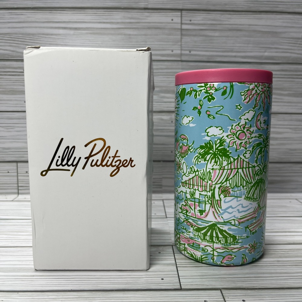Lilly Pulitzer Insulated Slim Can Cooler 12oz Stainless Steel Mermaid Beach
